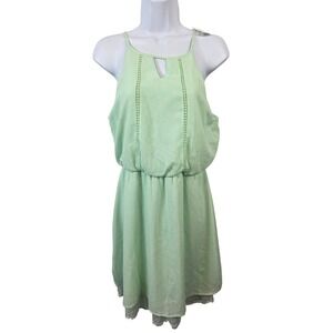 NEW ~ Blue Rain Francescas Mint Green Lace Trim Midi Dress Womens Medium M Party